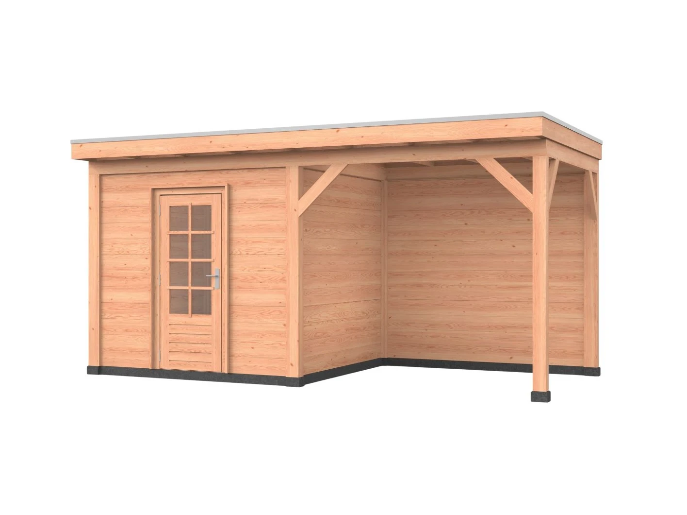 Douglas overkapping, 500 x 300, met schuur en achterwand, Westwood Comfort - Afbeelding 1